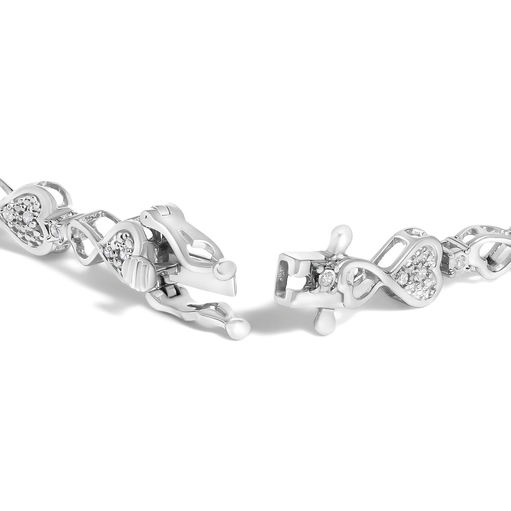.925 Sterling Silver 1/4 Cttw Diamond Infinity Heart Link Bracelet