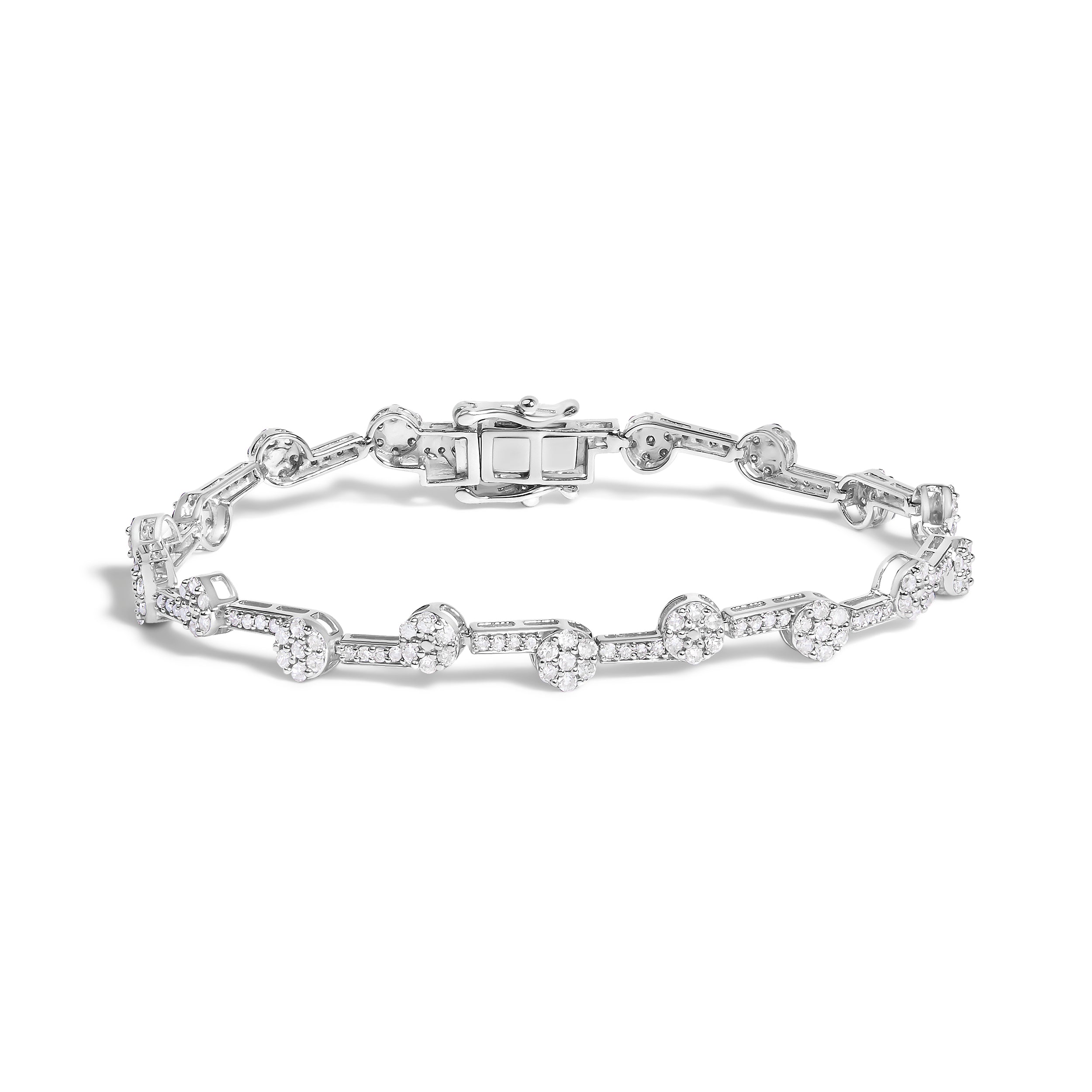 .925 Sterling Silver 2.0 Cttw Diamond Custer Link Bracelet