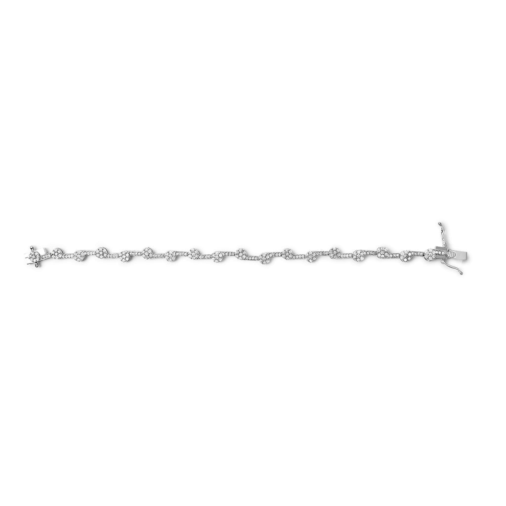 .925 Sterling Silver 2.0 Cttw Diamond Custer Link Bracelet