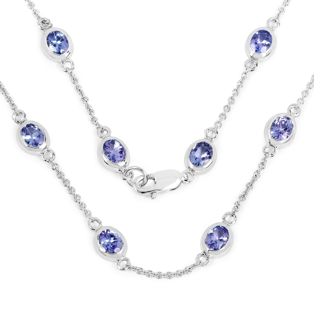5.94 Carat Genuine Tanzanite .925 Sterling Silver Necklace