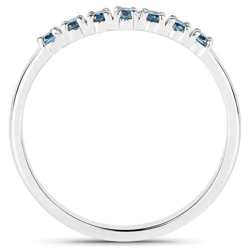 0.22 Carat Genuine Blue Diamond 14K White Gold Ring (I1-I2)
