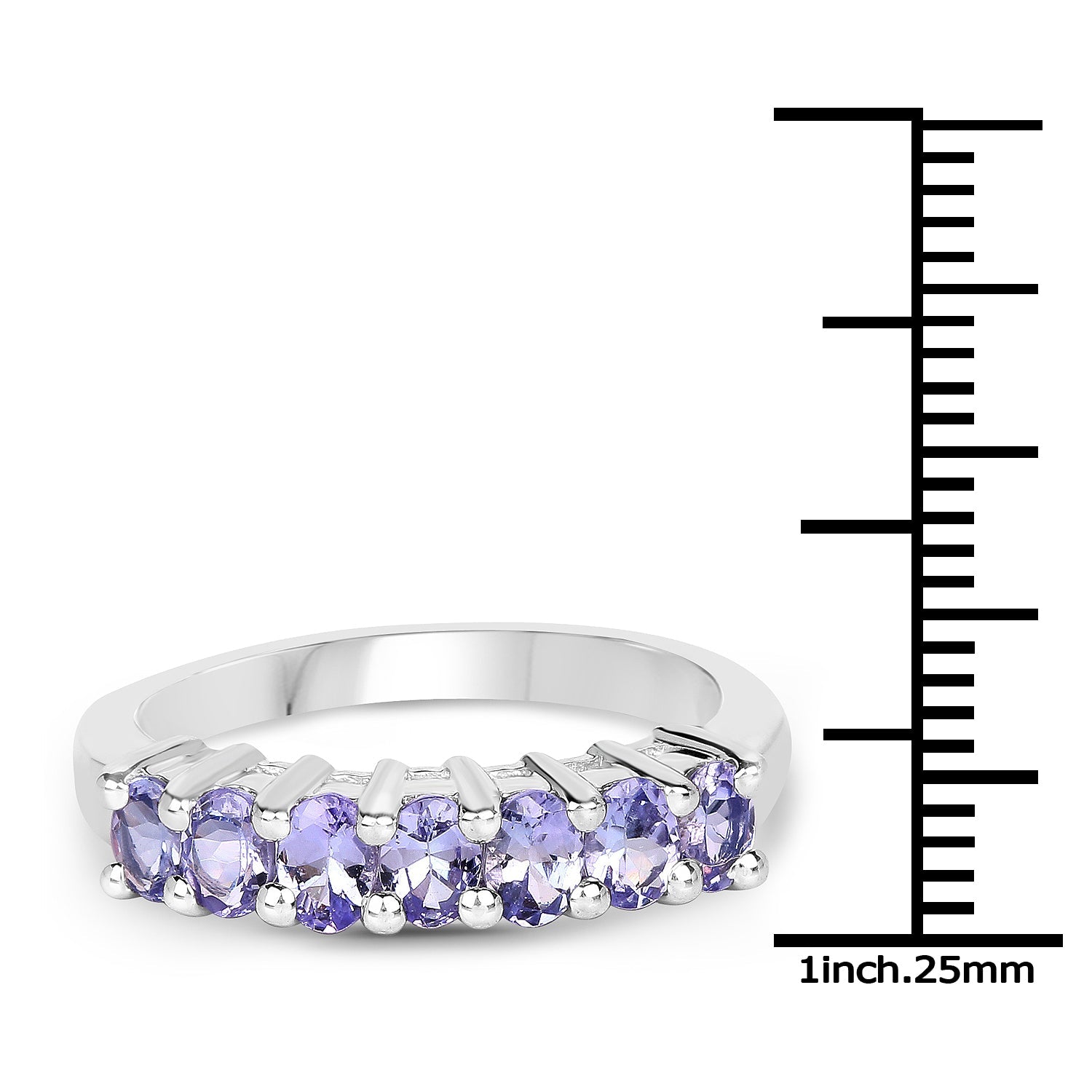 1.19 Carat Genuine Tanzanite .925 Sterling Silver Ring