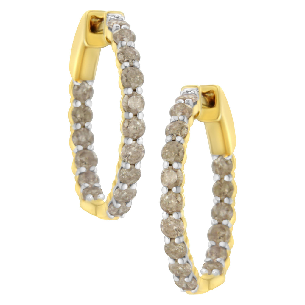 10K Yellow Gold-Plated Sterling Silver Diamond Hoop Earrings (2 cttw, K-L Color, I2-I3 Clarity)