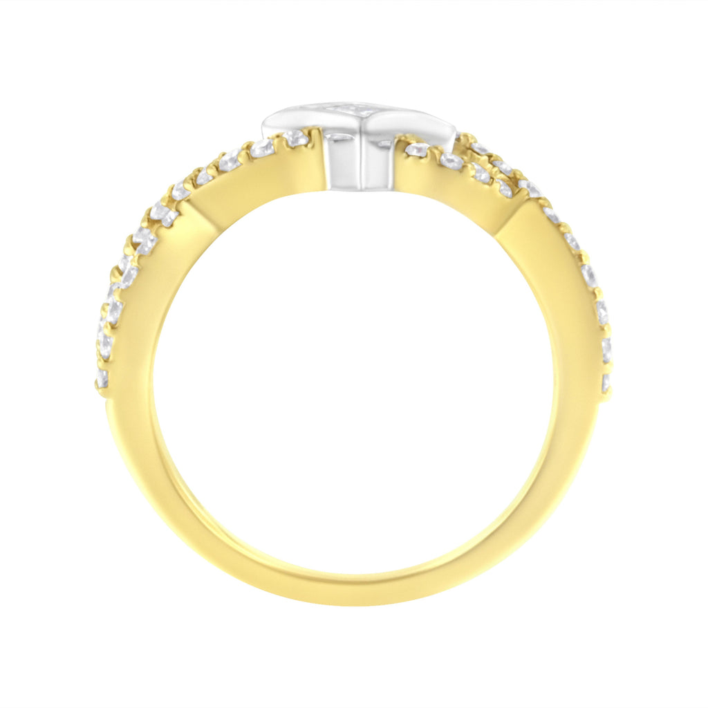 10K Two-Tone 5/8 Carat Total Weight Diamond Kite and Twist Shank Ring (H-I Color, SI2-I1 Clarity)