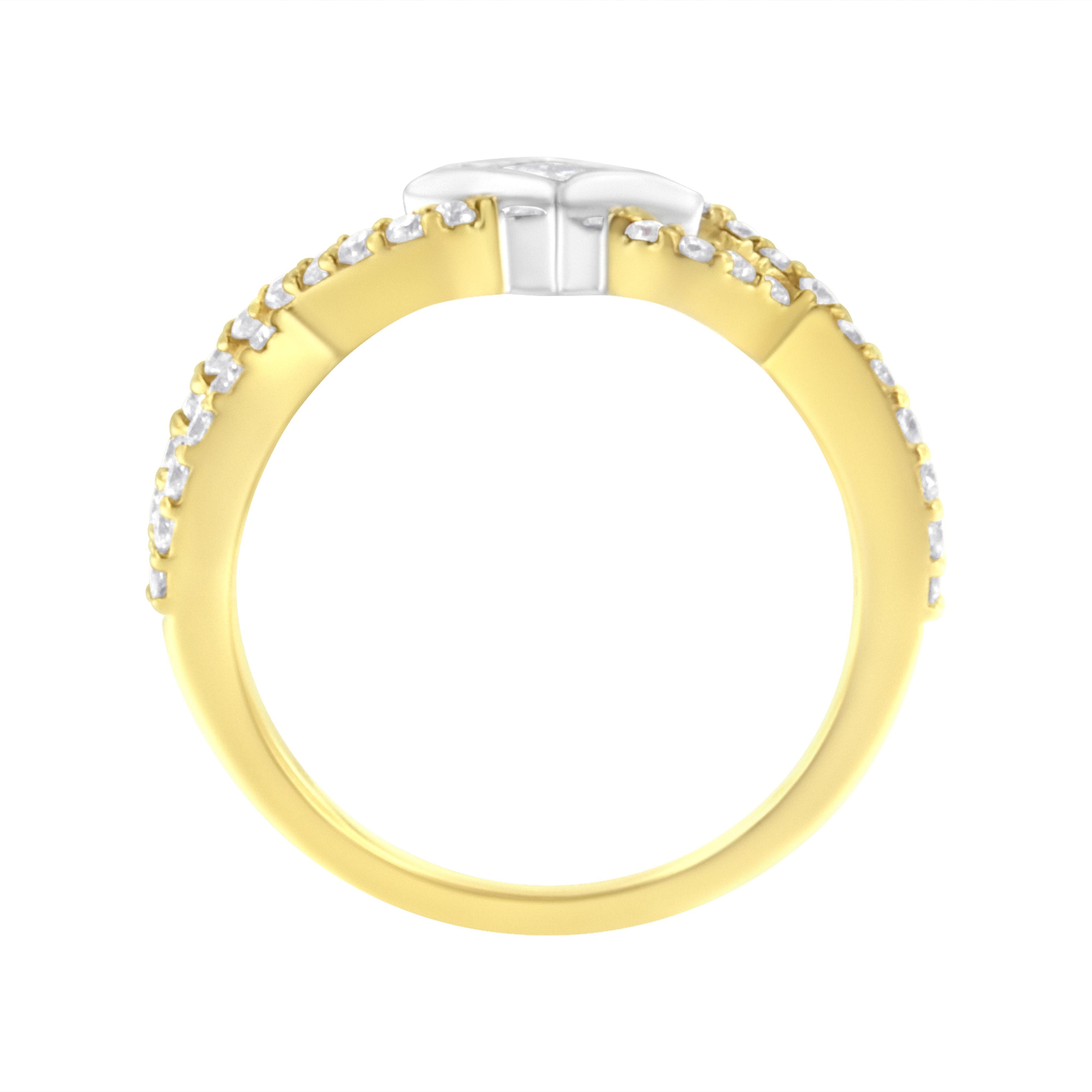 10K Two-Tone 5/8 Carat Total Weight Diamond Kite and Twist Shank Ring (H-I Color, SI2-I1 Clarity)