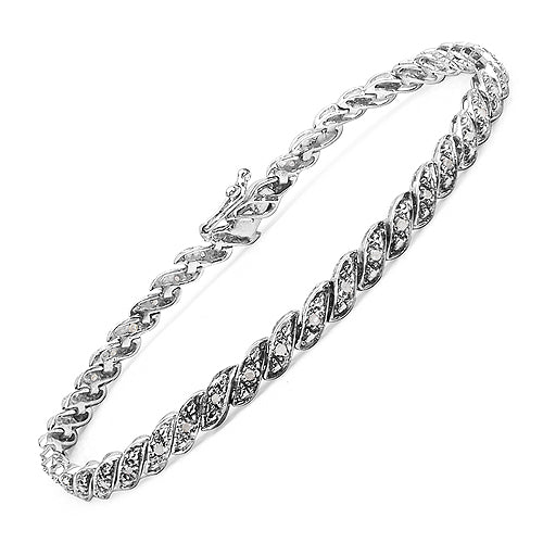 0.27 Carat Genuine White Diamond .925 Sterling Silver Bracelet