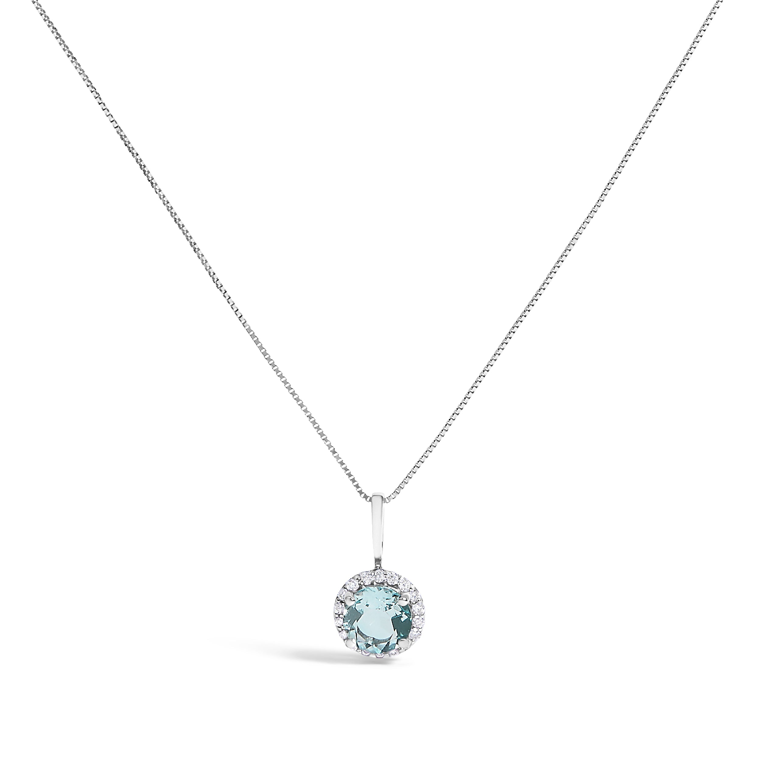 10K White Gold Purple Amethyst and 1/10 Cttw Diamond Accent Halo Pendant Necklace