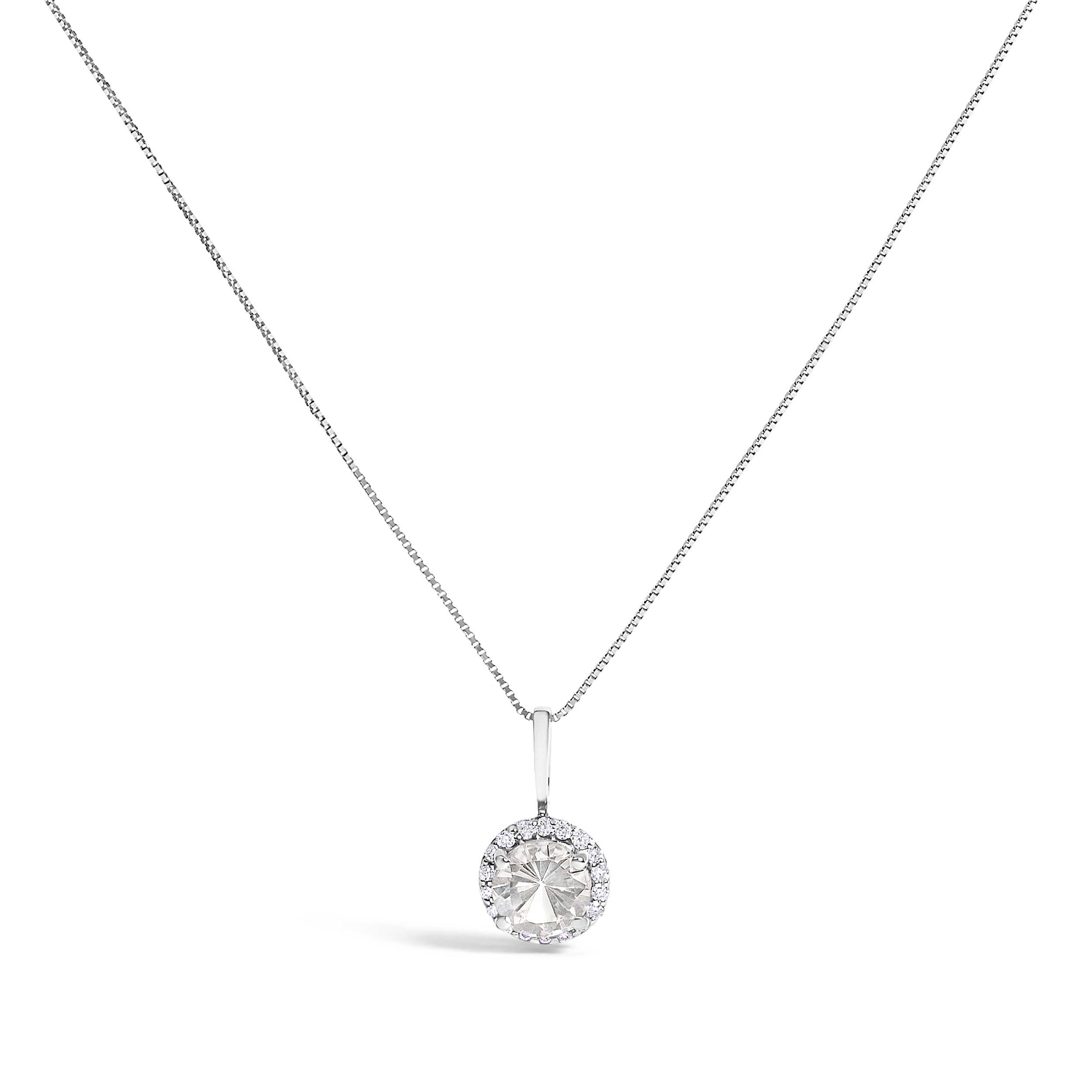 10K White Gold Purple Amethyst and 1/10 Cttw Diamond Accent Halo Pendant Necklace
