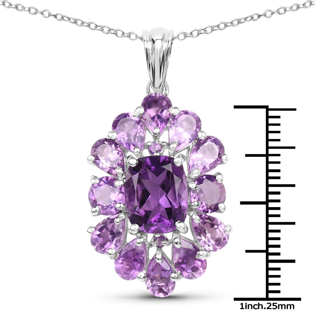7.24 Carat Genuine Amethyst .925 Sterling Silver Pendant