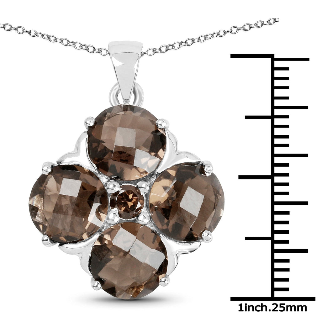 7.03 Carat Genuine Smoky Quartz .925 Sterling Silver Pendant