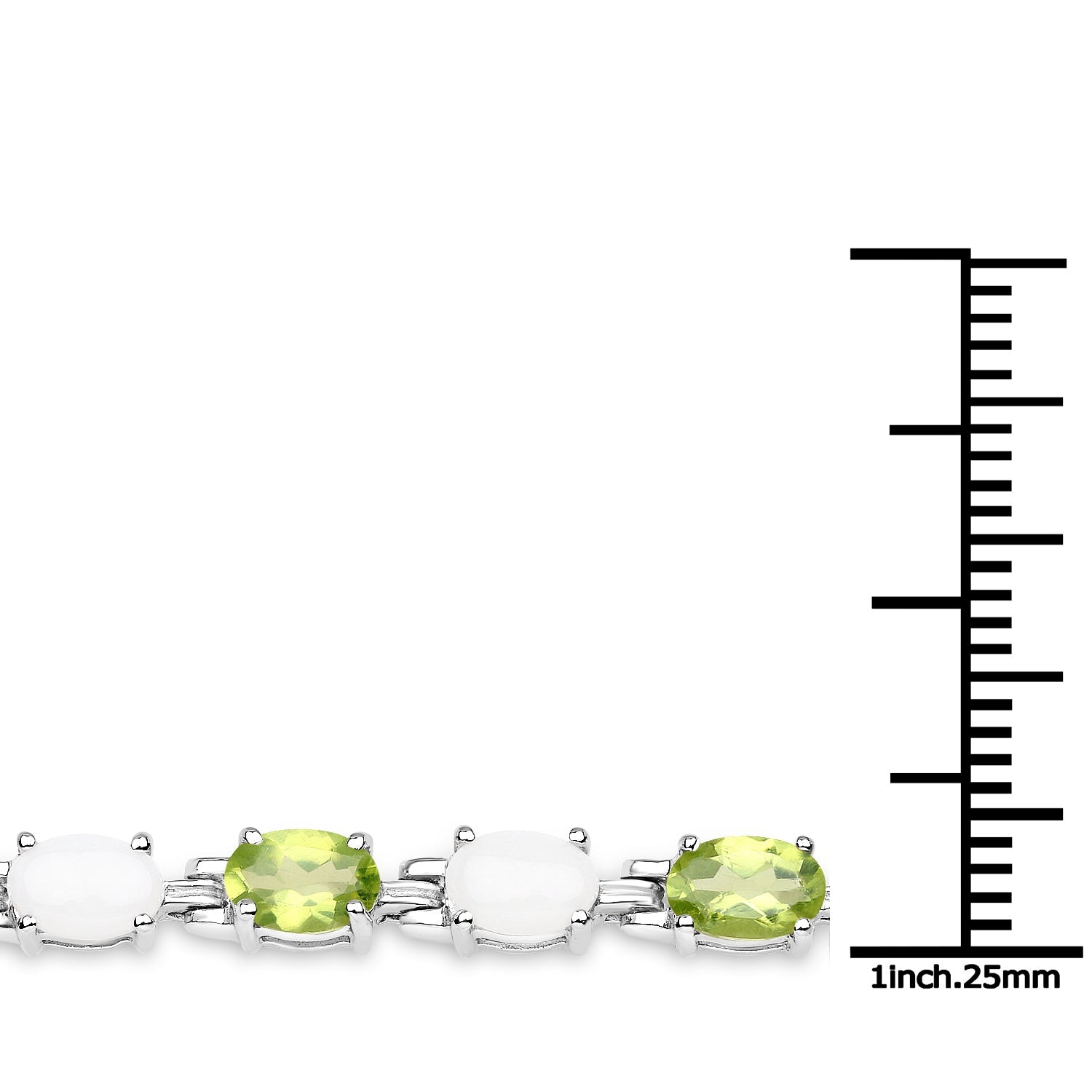 7.92 Carat Genuine Peridot and Opal .925 Sterling Silver Bracelet