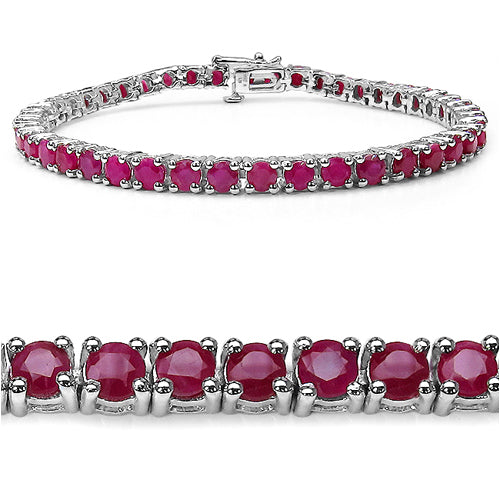 8.80 Carat Genuine Ruby .925 Sterling Silver Bracelet
