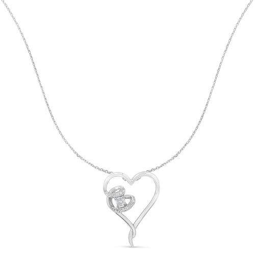 .925 Sterling Silver 1/10 cttw Diamond Heart Pendant Necklace (H-I, I1-I2)