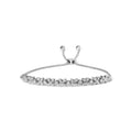 .925 Sterling Silver 1/4 Carat Total Weight Diamond Marquise Shaped Link 4"-10" Adjustable Bolo Bracelet (I-J Color, I1-I2 Clarity)