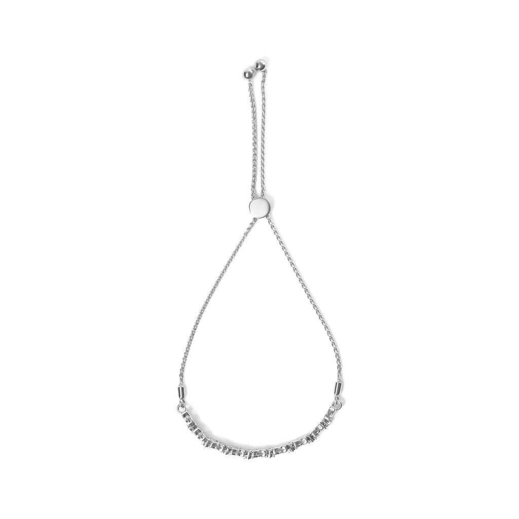 .925 Sterling Silver 1/4 Carat Total Weight Diamond Marquise Shaped Link 4"-10" Adjustable Bolo Bracelet (I-J Color, I1-I2 Clarity)
