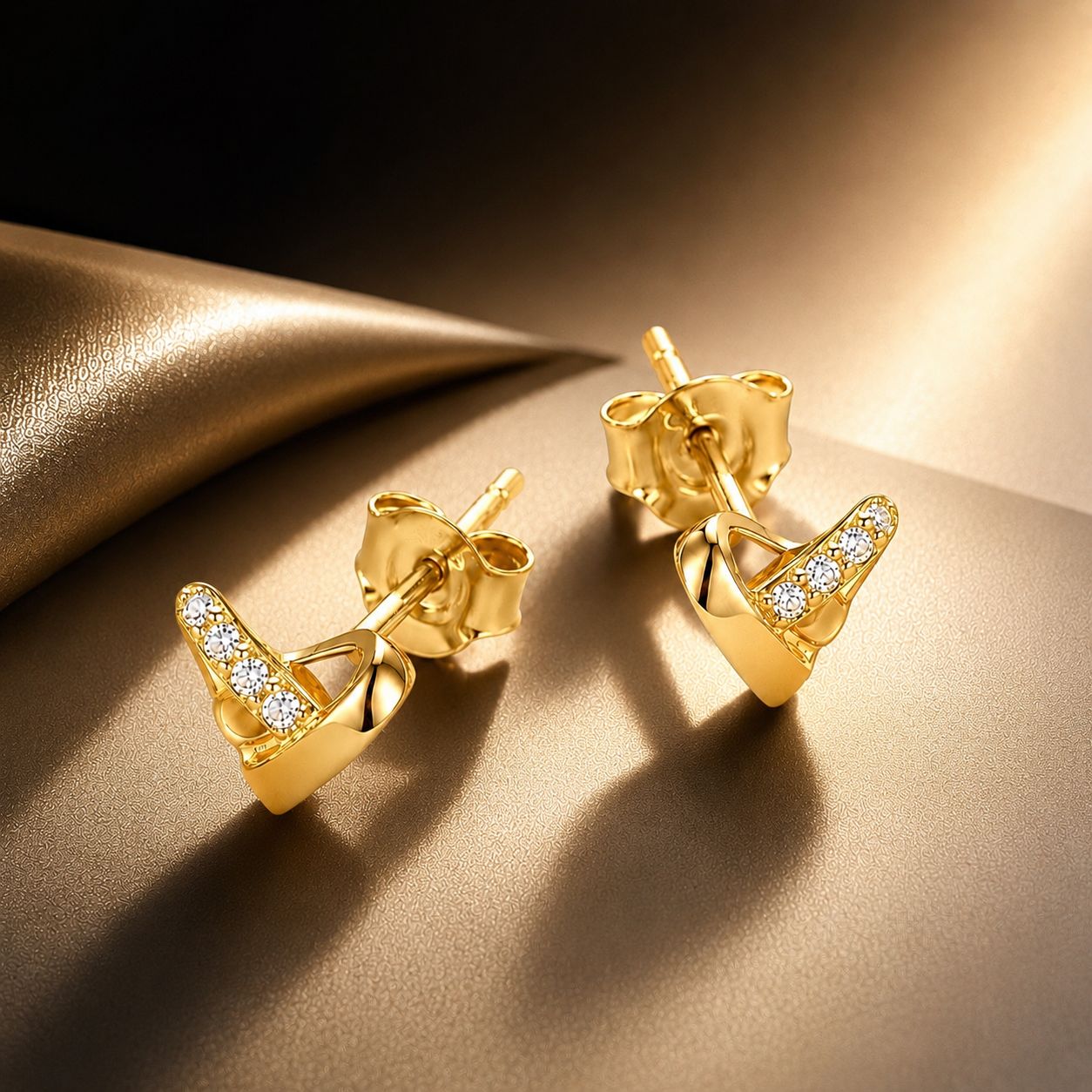 925 Sterling Silver Earrings with Pavé Setting CZ in Gold Plated