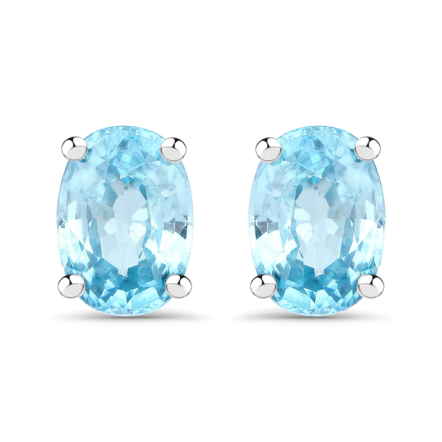 2.40 Carat Genuine Blue Zircon .925 Sterling Silver Earrings