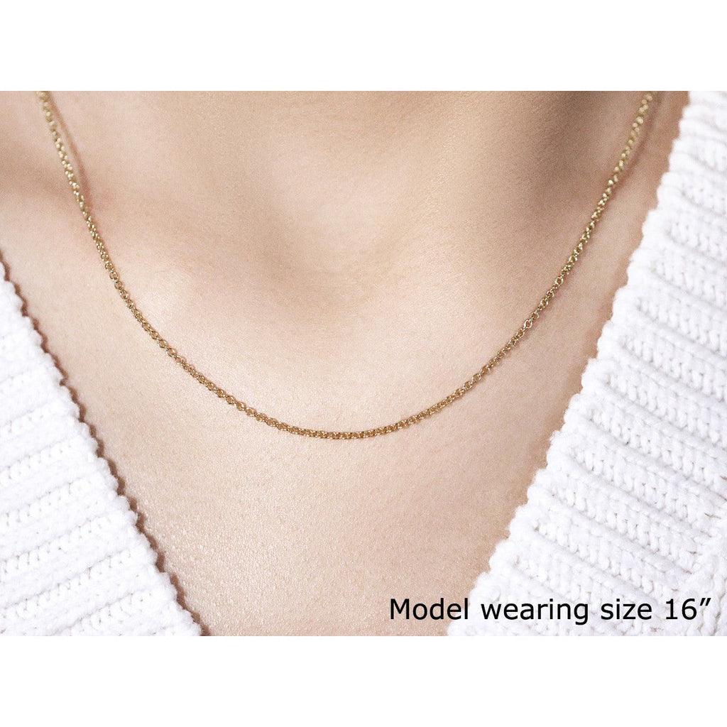14k Yellow Gold Round Cable Link Chain 1.5mm
