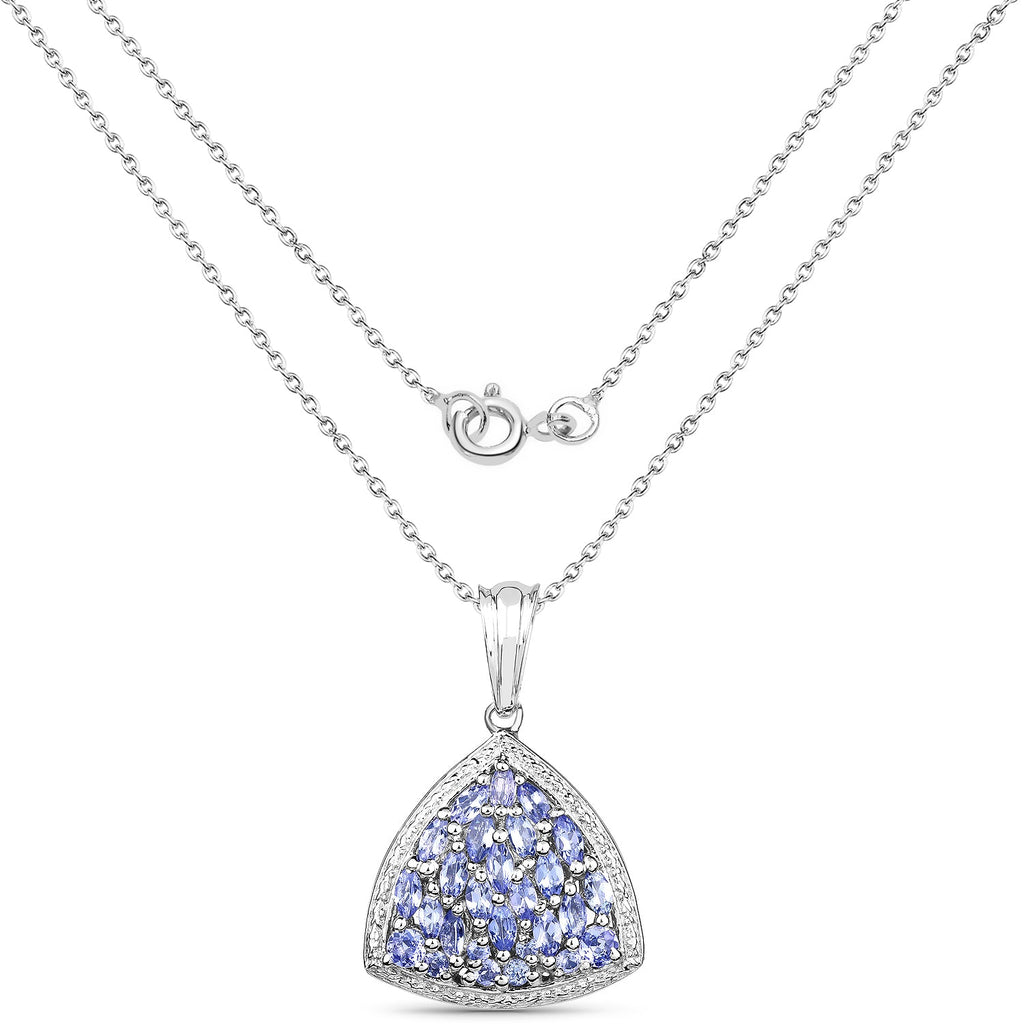 1.96 Carat Genuine Tanzanite .925 Sterling Silver Pendant
