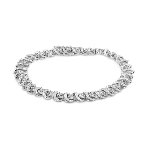 .925 Sterling Silver 1/3 Carat Total Weight Miracle-Set Diamond "S" Link Tennis Bracelet (I-J Color, I3 Clarity) - Size 7.25"