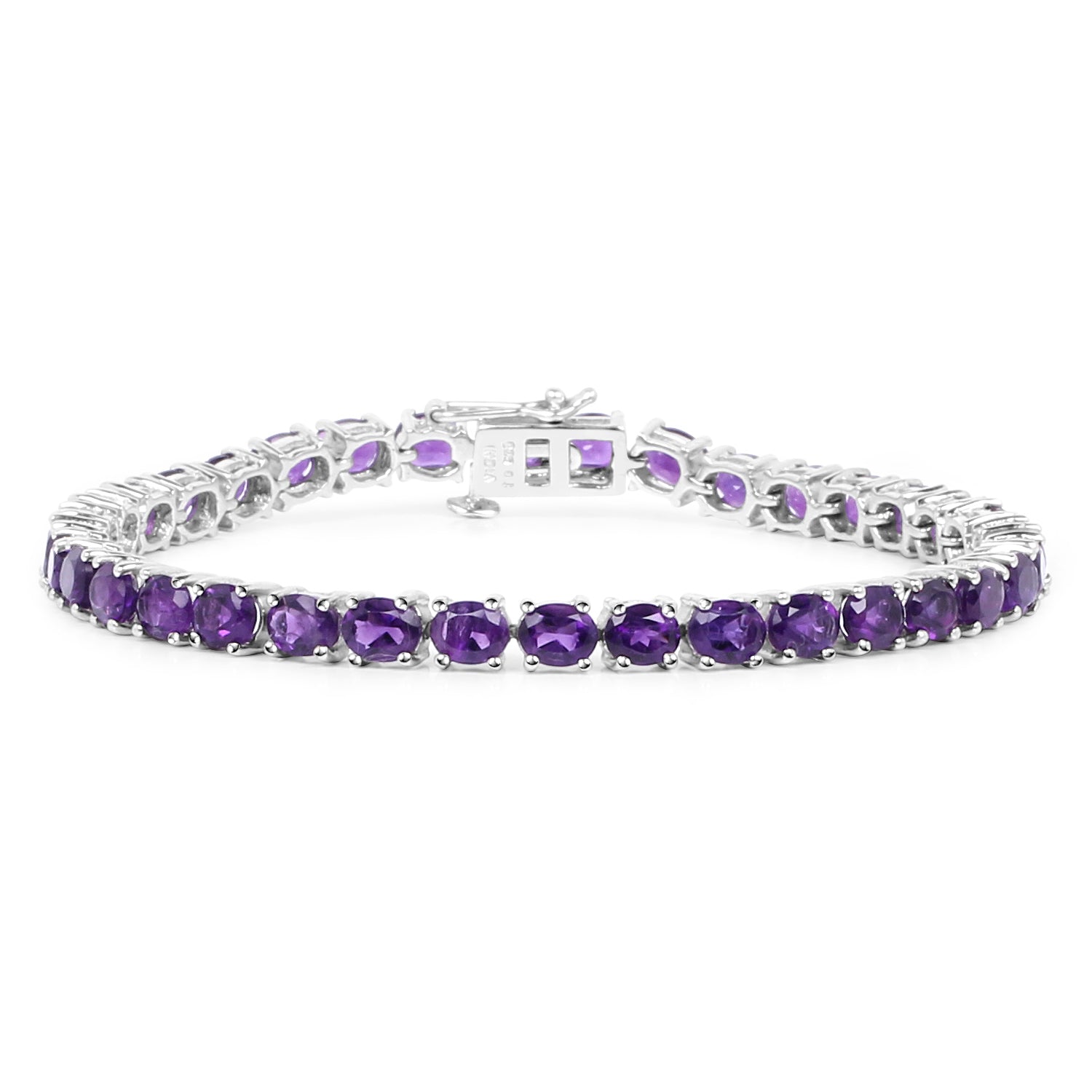 12.58 Carat Genuine Amethyst .925 Sterling Silver Bracelet