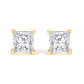 IGI Certified 3/8 Carat Total Weight Princess-Cut Square Diamond 4-Prong Solitaire Stud Earrings in 14K Yellow Gold (L-M Color, I1-I2 Clarity)