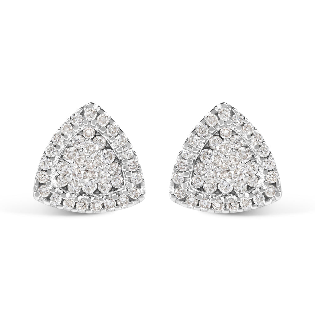 14K White Gold 1/2 cttw Trillion Shaped Diamond Stud Earrings (H-I Color, SI2-I1 Clarity)