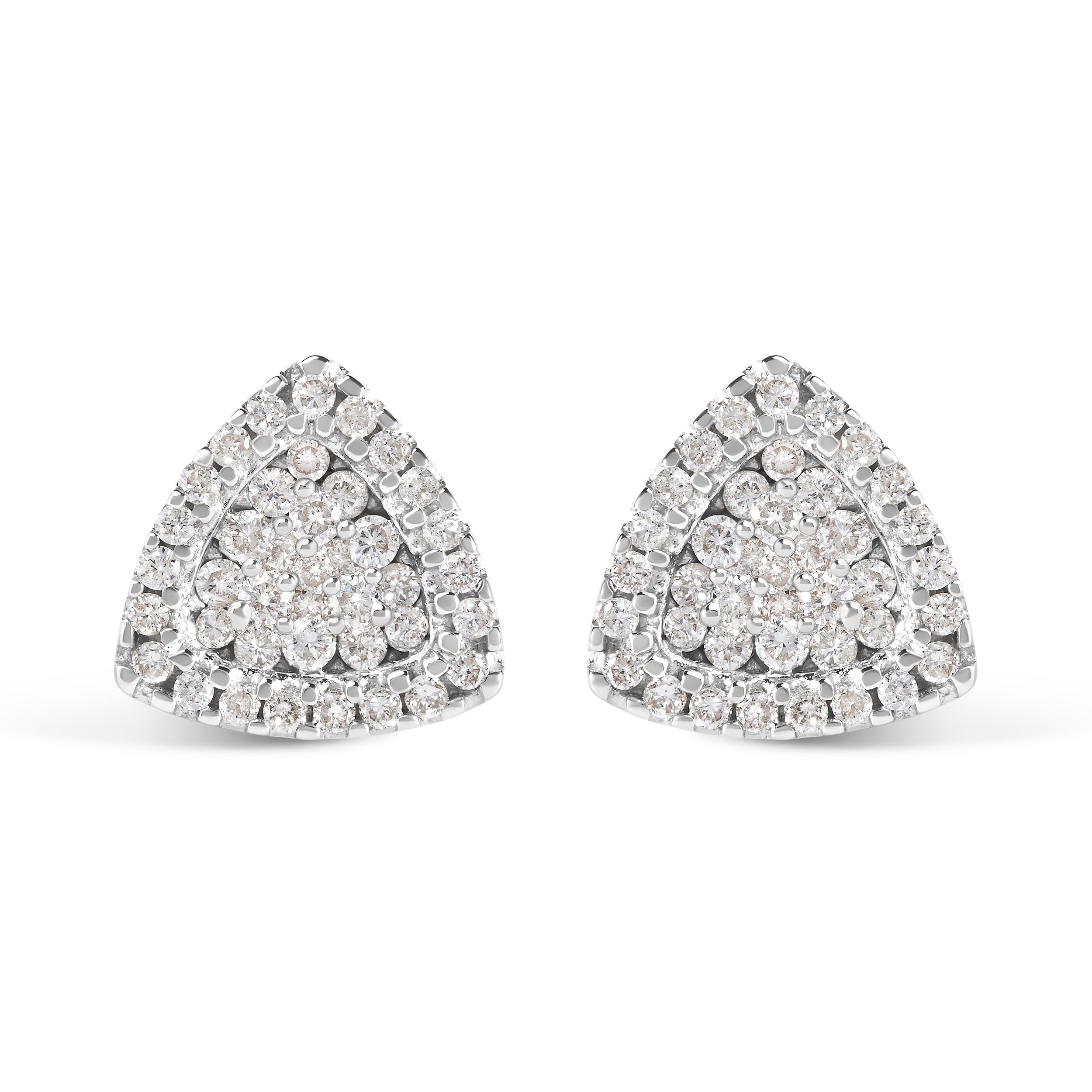 14K White Gold 1/2 cttw Trillion Shaped Diamond Stud Earrings (H-I Color, SI2-I1 Clarity)