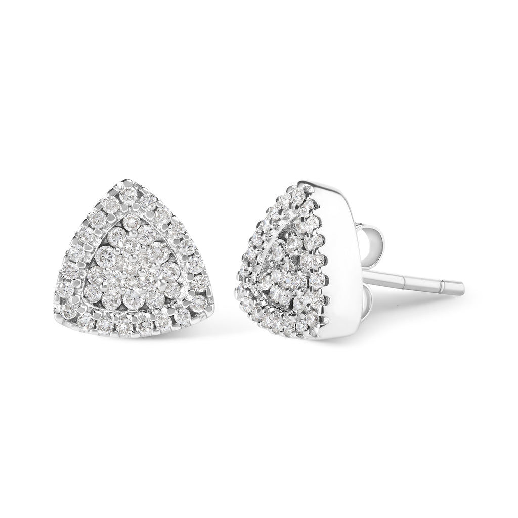 14K White Gold 1/2 cttw Trillion Shaped Diamond Stud Earrings (H-I Color, SI2-I1 Clarity)