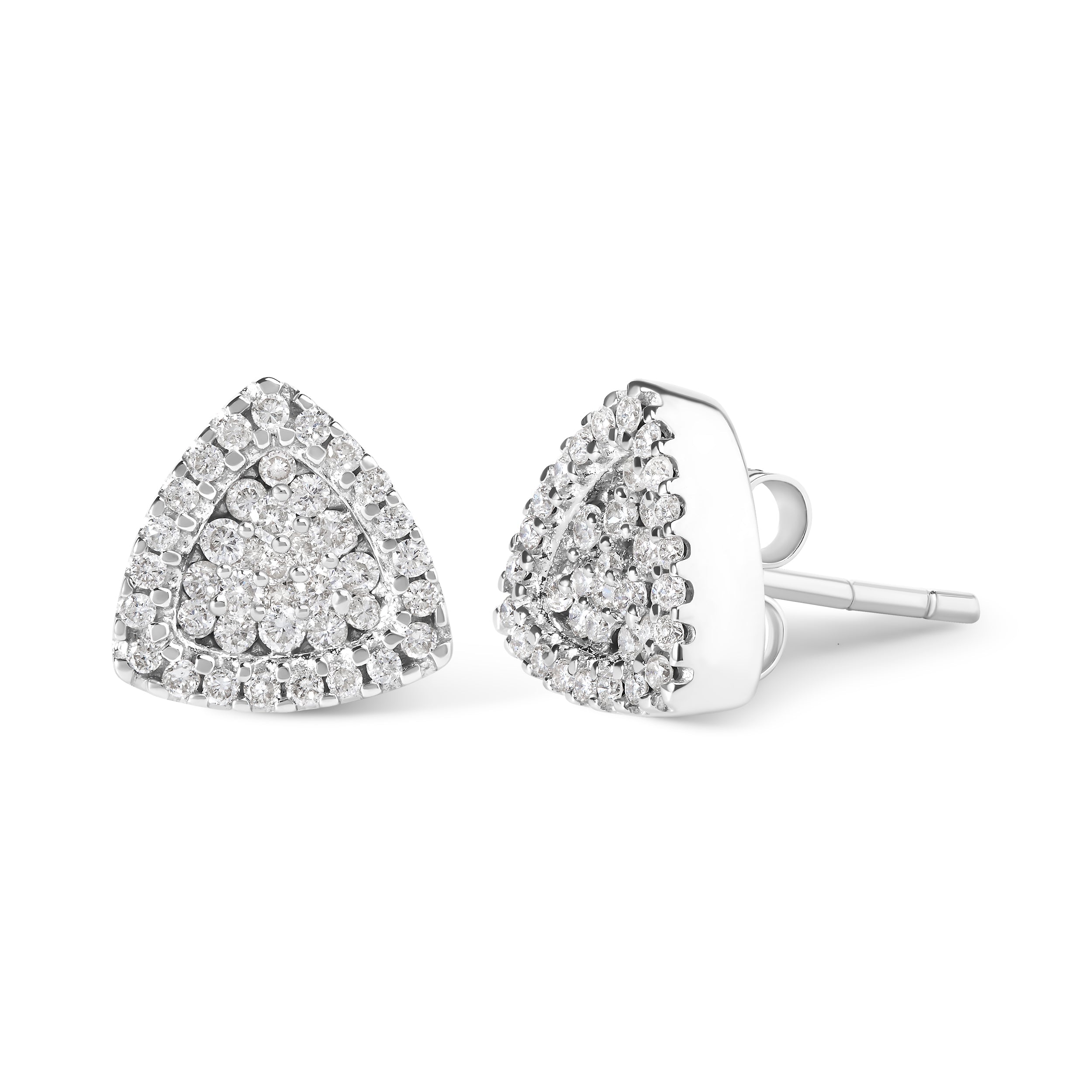 14K White Gold 1/2 cttw Trillion Shaped Diamond Stud Earrings (H-I Color, SI2-I1 Clarity)
