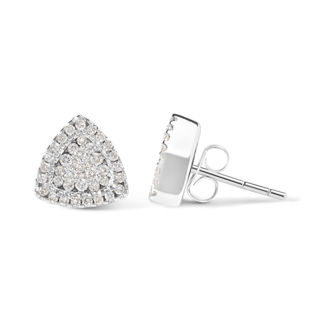 14K White Gold 1/2 cttw Trillion Shaped Diamond Stud Earrings (H-I Color, SI2-I1 Clarity)