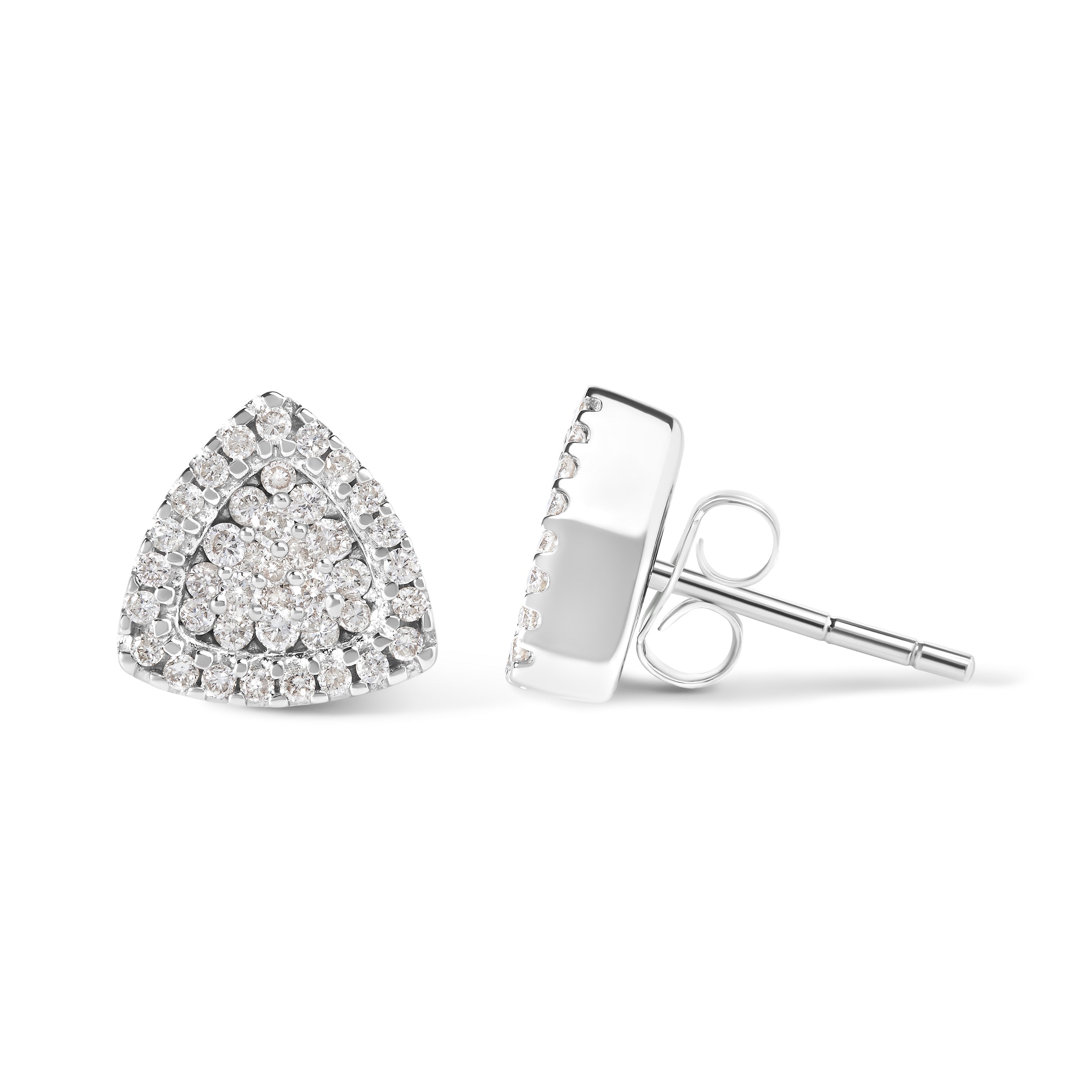 14K White Gold 1/2 cttw Trillion Shaped Diamond Stud Earrings (H-I Color, SI2-I1 Clarity)