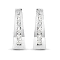 14K White Gold 1/4 Cttw Channel-Set Brilliant Round-Cut Diamond Hoop Earrings (H-I Color, I1-I2 Clarity)