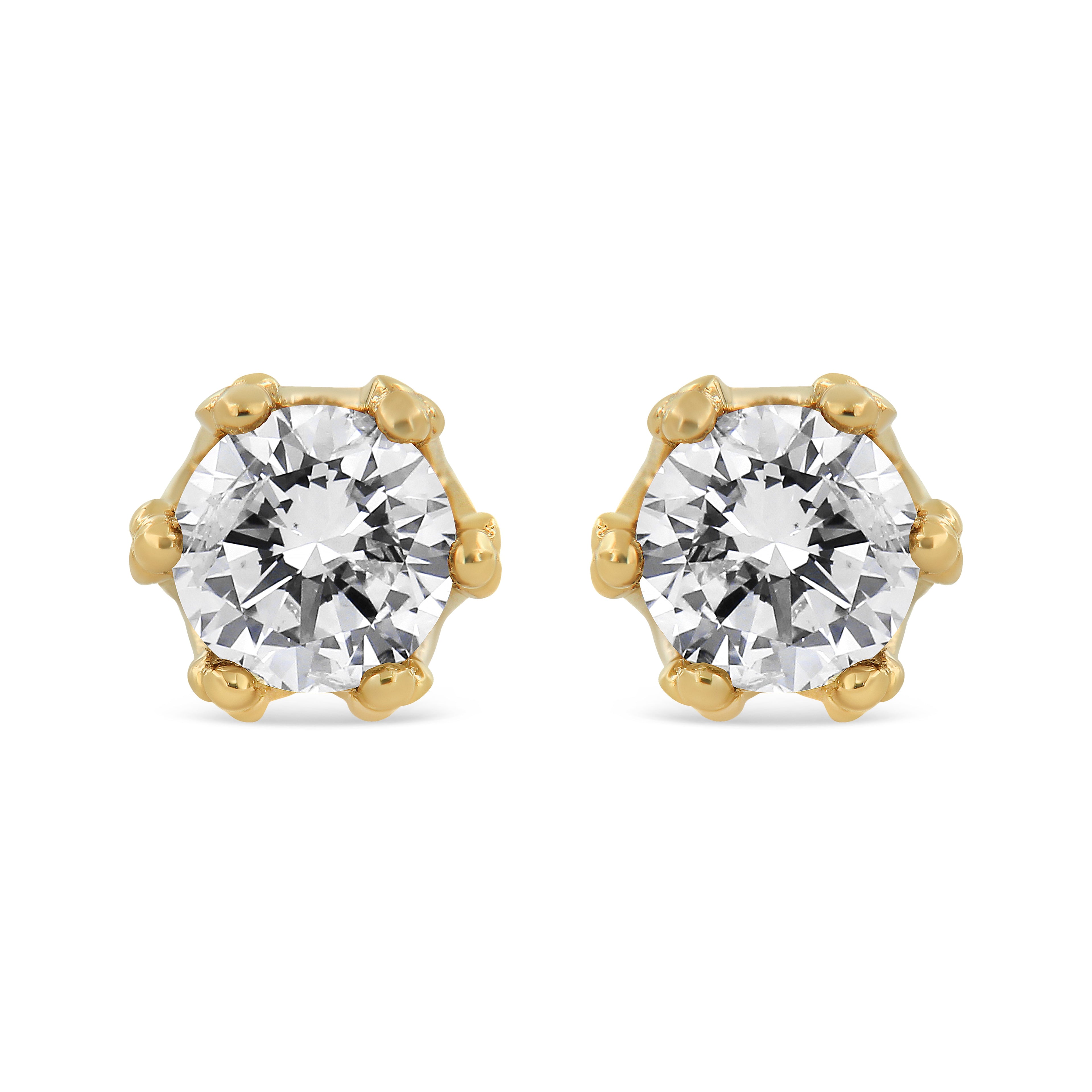 14K White Gold 1/2 Cttw Round Diamond Crown Stud Earring (I-J Color, I1-I2 Clarity)