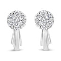 14K White Gold 3/4 Carat Total Weight Diamond Floral Cluster Drop and Dangle Stud Earrings (H-I Color, I1-I2 Clarity)