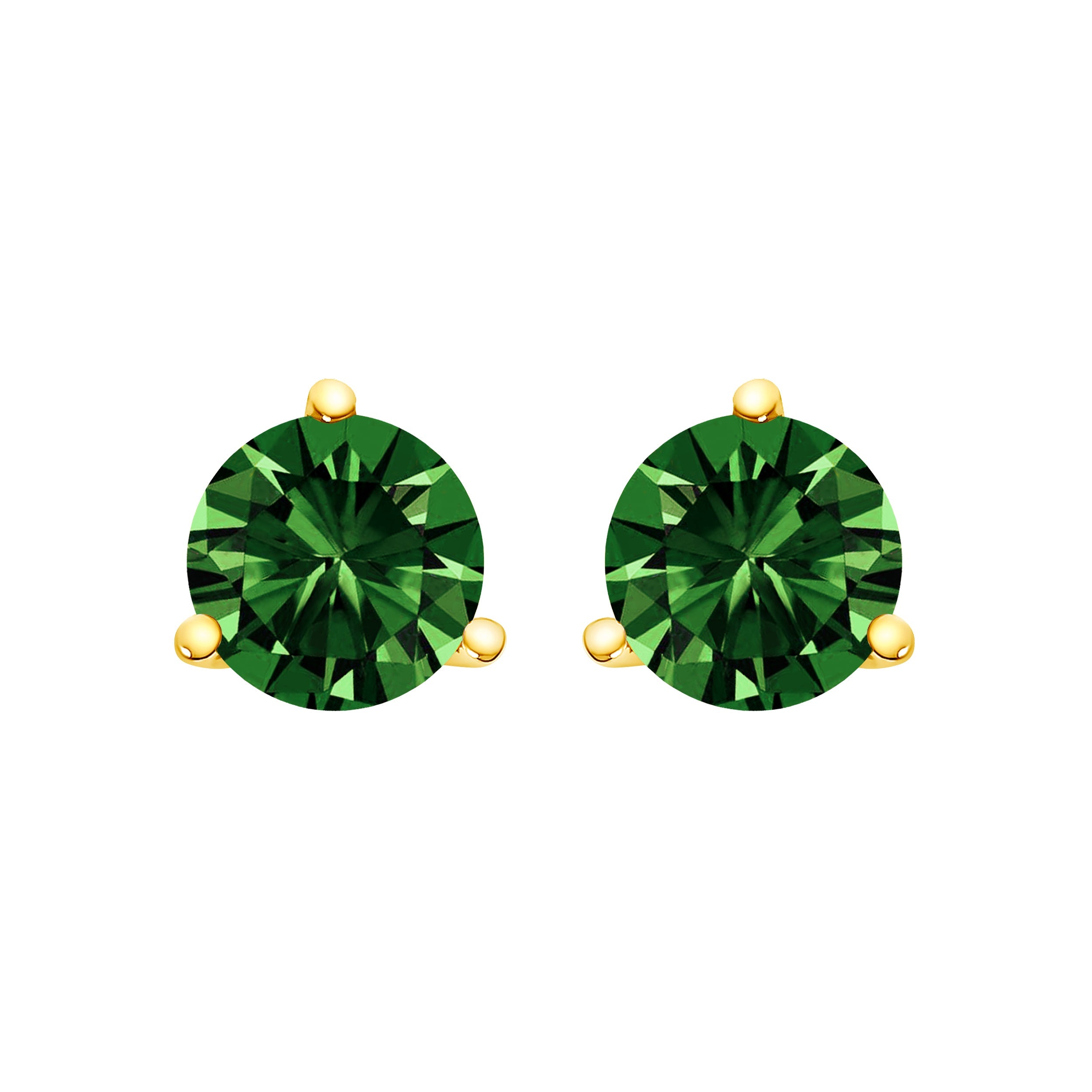 14K White Gold 1.0 Cttw 3-Prong Martini Set Lab Grown Green Diamond Solitaire Stud Earrings