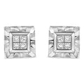 .925 Sterling Silver 1/6 Carat Total Weight Invisible Set Princess-Cut Diamond Quad Composite Stud Earrings (H-I Color, I1-I2 Clarity)
