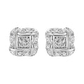 .925 Sterling Silver Round-Cut Diamond Accent Swirl Square Knot Stud Earrings (H-I Color, I2-I3 Clarity)