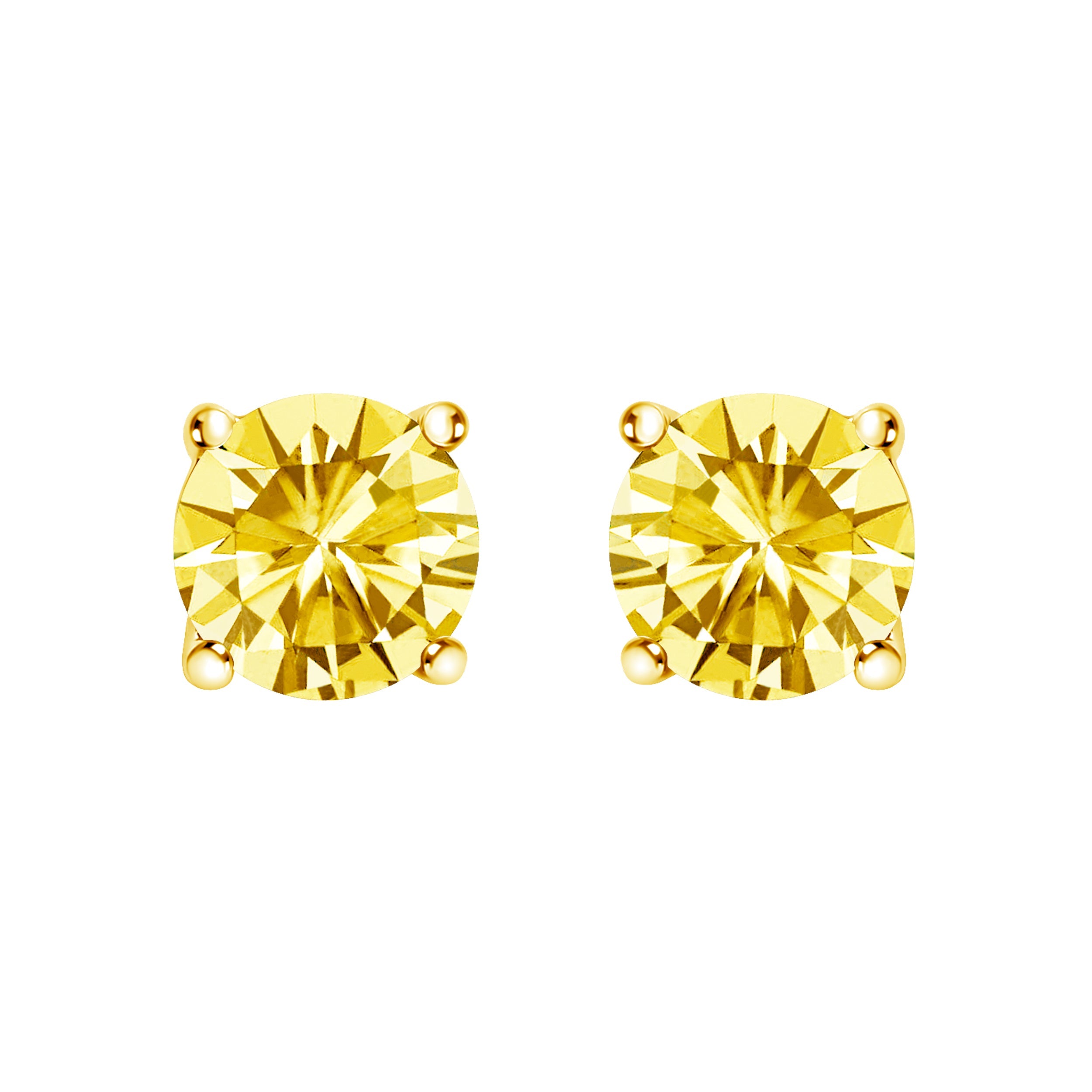 14K White Gold 1.0 Cttw Lab Grown Yellow Diamond Solitaire Stud Earrings (Yellow Color, VS2-SI1 Clarity)