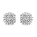 .925 Sterling Silver 1/2 Carat Total Weight Round-Cut Diamond Halo Cluster Stud Earrings (I-J Color, I2-I3 Clarity)