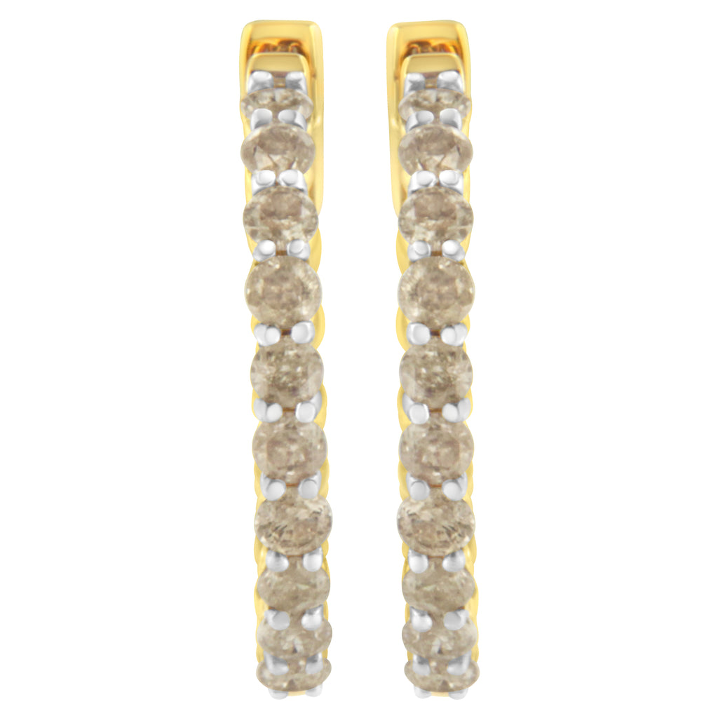 10K Yellow Gold-Plated Sterling Silver Diamond Hoop Earrings (2 cttw, K-L Color, I2-I3 Clarity)