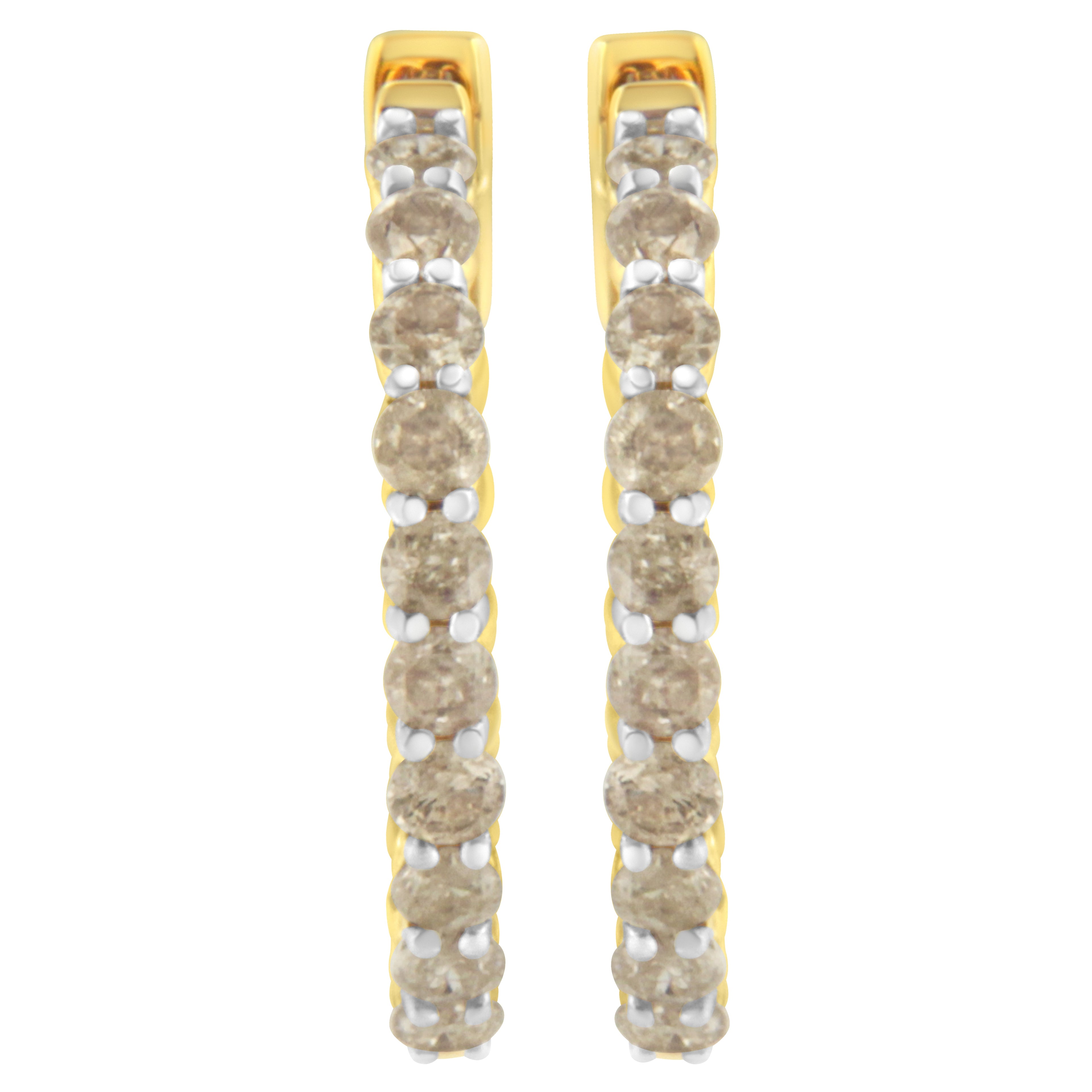 10K Yellow Gold-Plated Sterling Silver Diamond Hoop Earrings (2 cttw, K-L Color, I2-I3 Clarity)