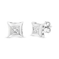 10K White Gold 1/3 Cttw Invisible Set Princess-Cut Diamond Stud Earrings (H-I Color, SI2-I1 Clarity)