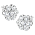 Sterling Silver 2 cttw Floral Composite 7-Stone Diamond Stud Earrings (I-J, I1-I2)