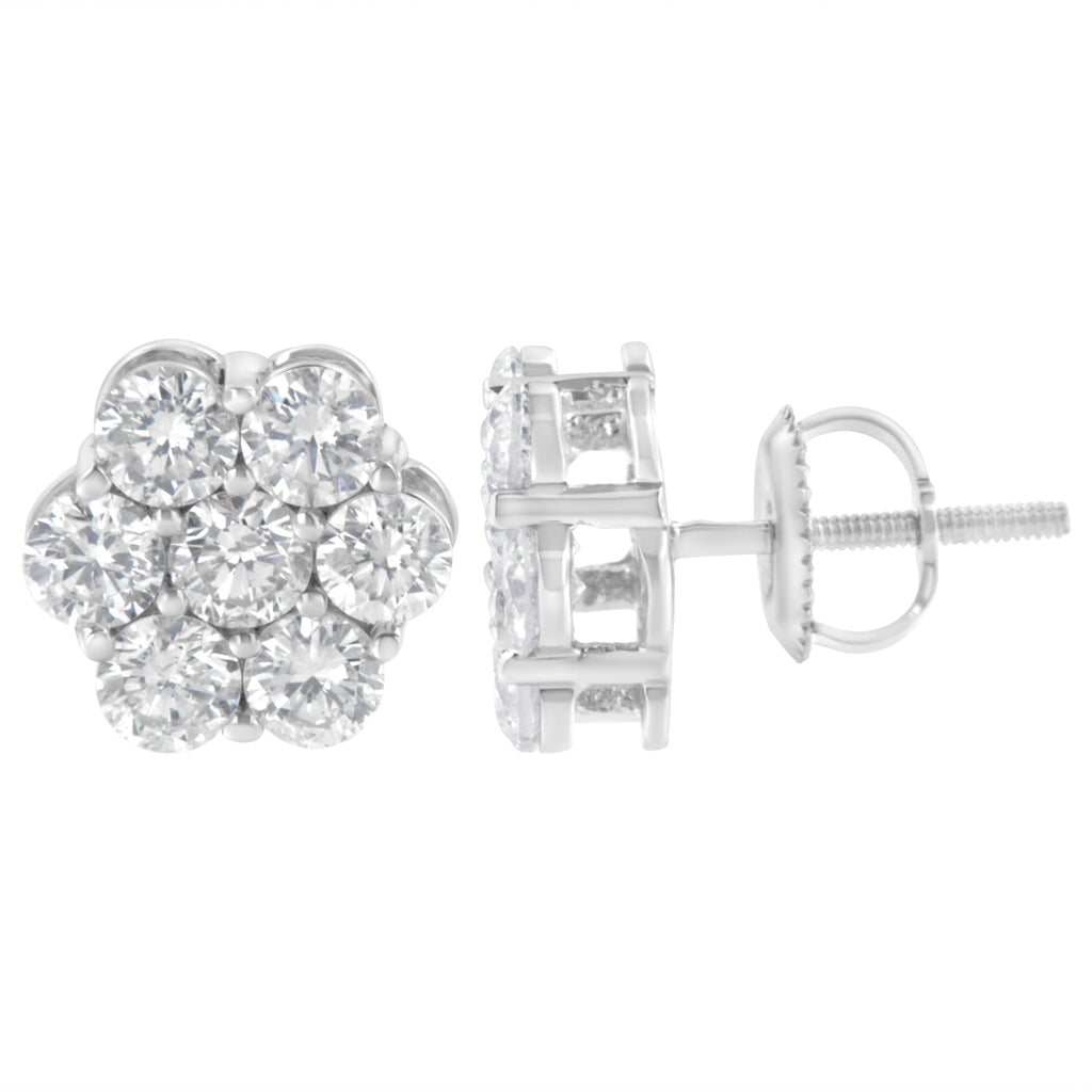 Sterling Silver 2 cttw Floral Composite 7-Stone Diamond Stud Earrings (I-J, I1-I2)