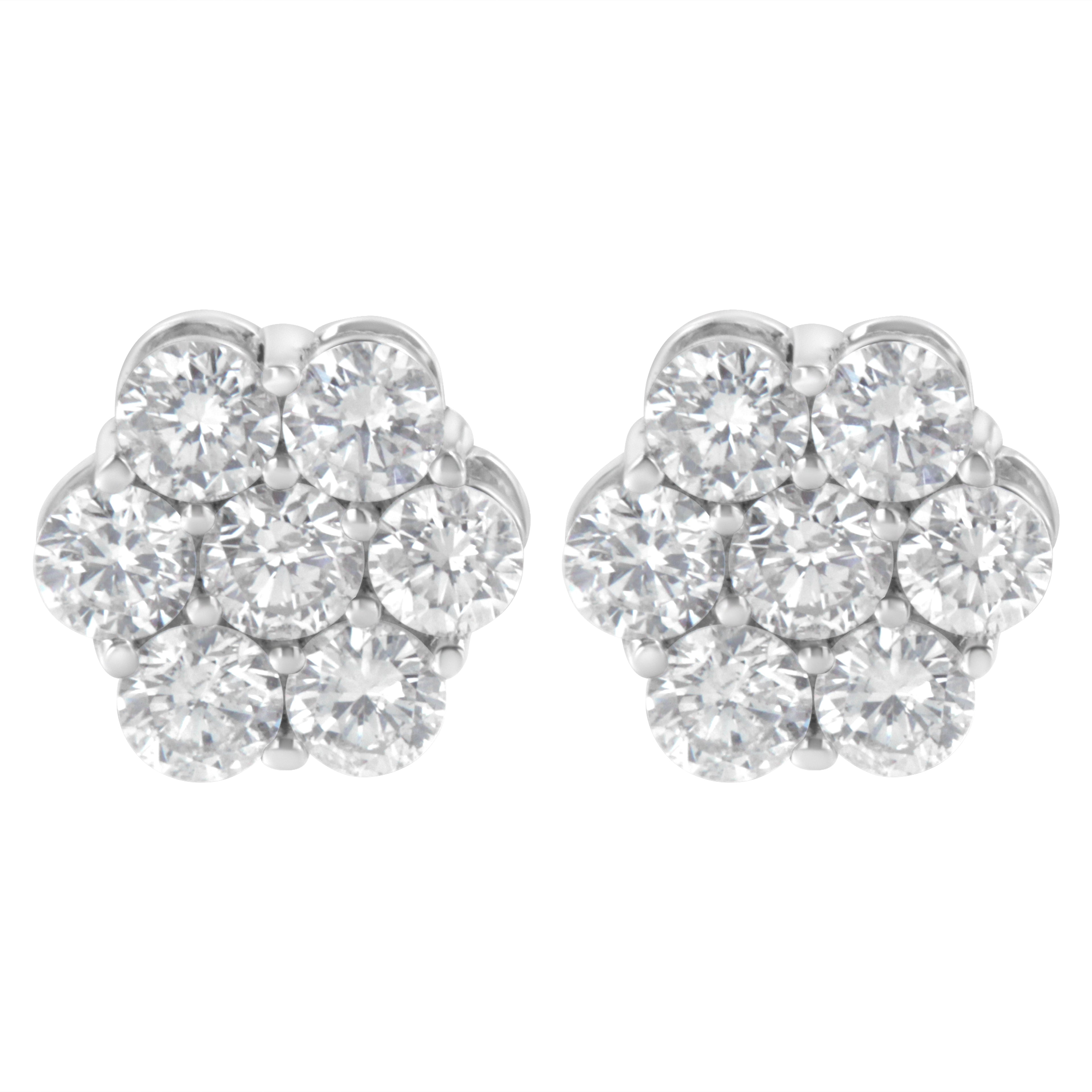 Sterling Silver 2 cttw Floral Composite 7-Stone Diamond Stud Earrings (I-J, I1-I2)