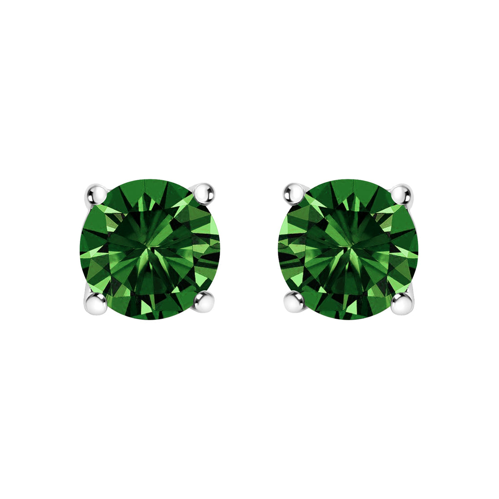 14K White Gold 1/2 Cttw Lab Grown Green Diamond Classic Solitaire Stud Earrings with Pushback
