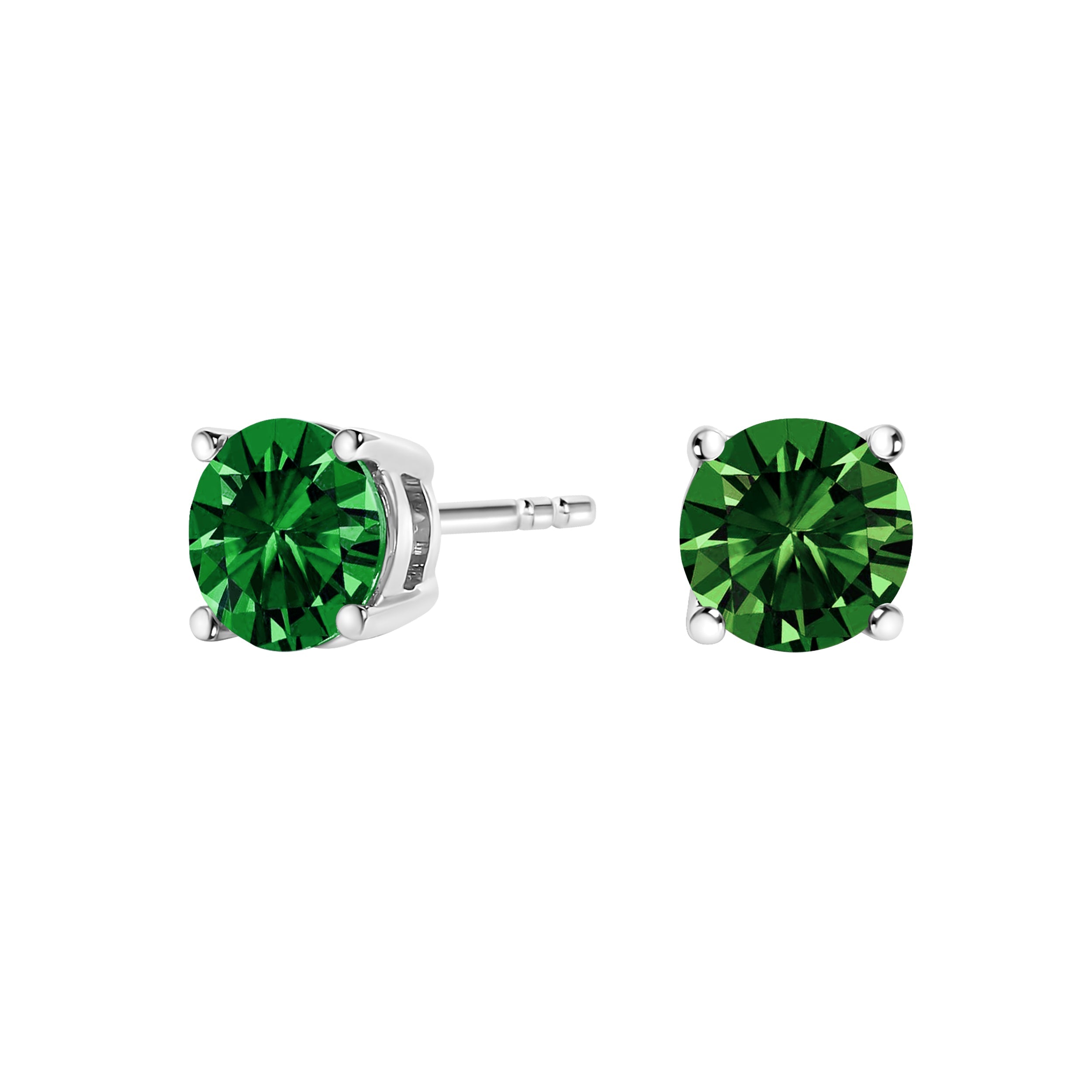 14K White Gold 1/2 Cttw Lab Grown Green Diamond Classic Solitaire Stud Earrings with Pushback
