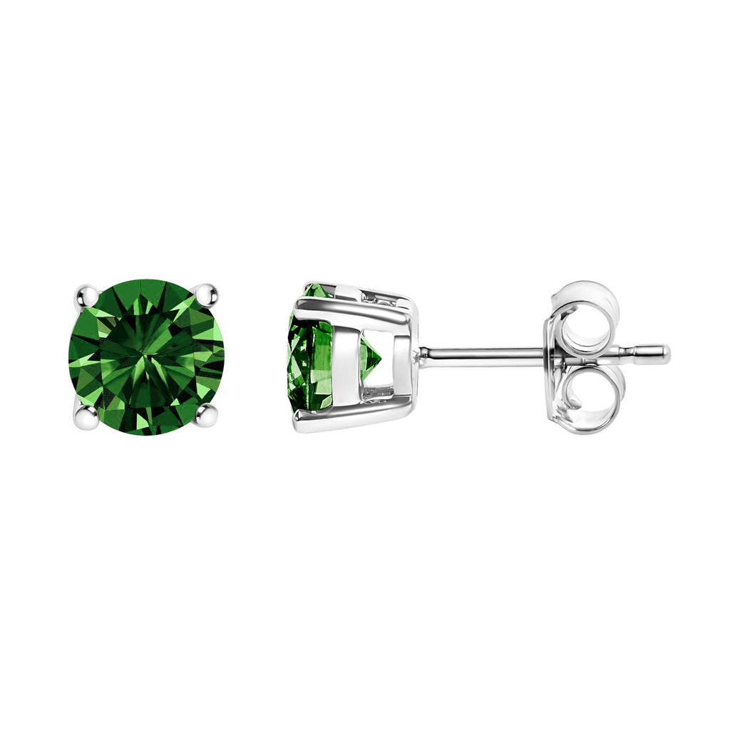 14K White Gold 1/2 Cttw Lab Grown Green Diamond Classic Solitaire Stud Earrings with Pushback