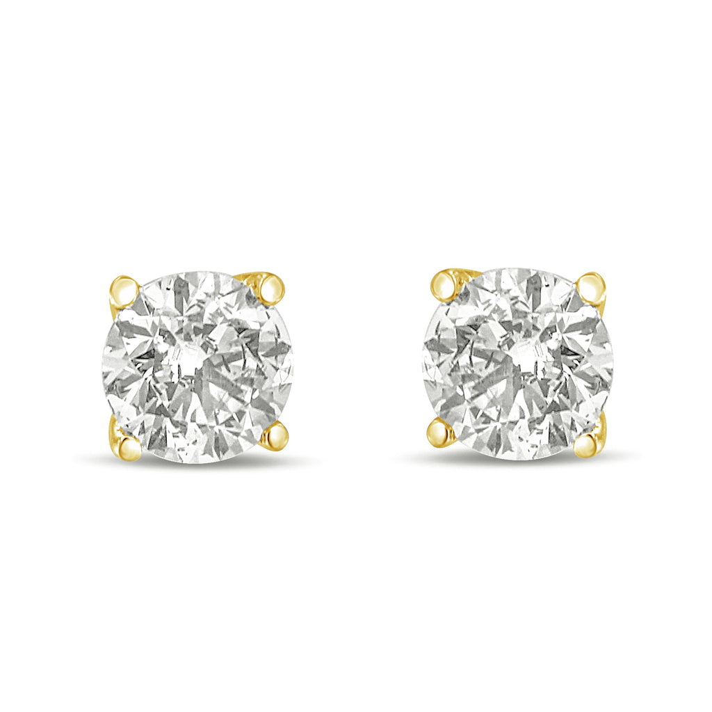 14K Yellow Gold 1.0 Cttw Lab Grown Diamond Solitaire Stud Earrings